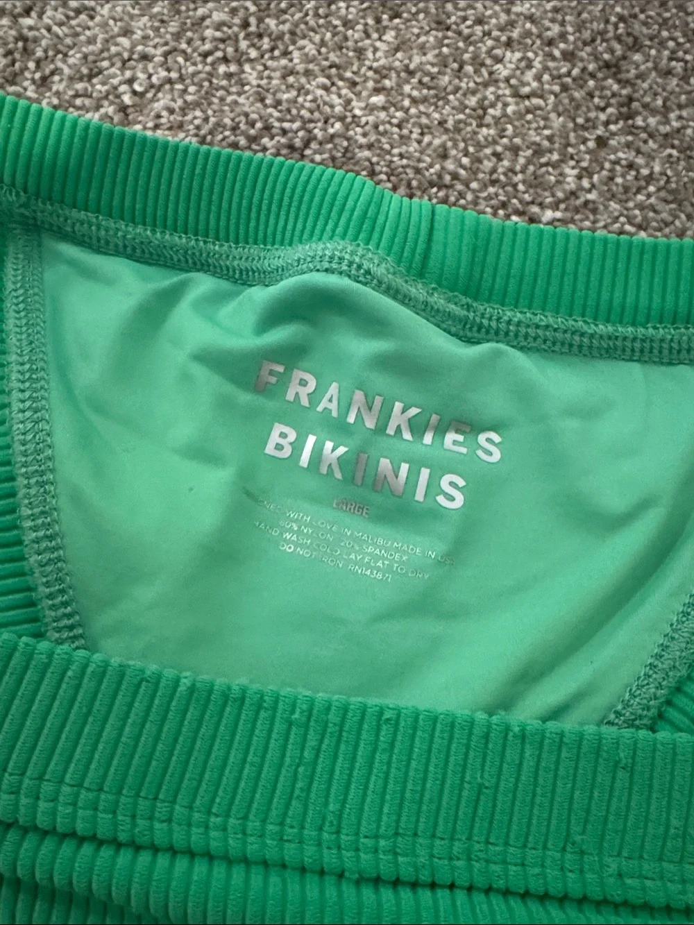 Frankie's Bikinis Green Ribbed Bikini Bottom